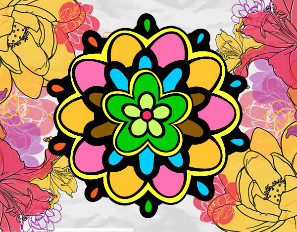 Desenho Mandala com uma flor pintado por Matheus-F