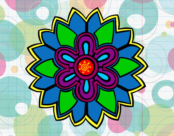 Desenho Mandala em forma flor weiss pintado por Joia