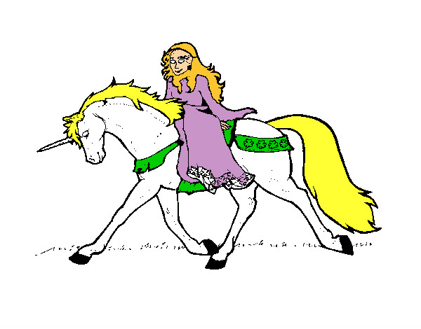Desenho Princesa em unicórnio pintado por fabiana