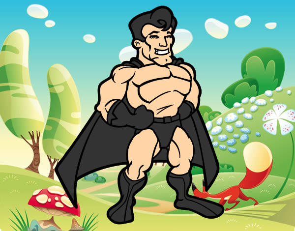 Desenho Super-herói musculoso pintado por Guto