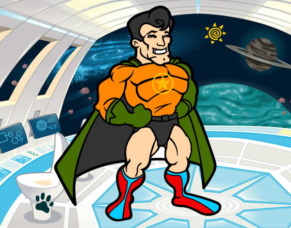 Desenho Super-herói musculoso pintado por Guto