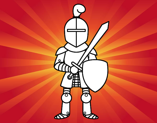 Desenho Cavaleiro com espada e escudo pintado por finini