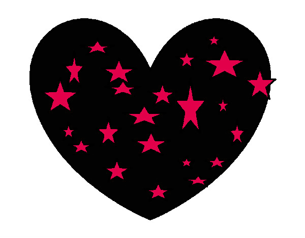 Desenho Coração estrelado pintado por vick