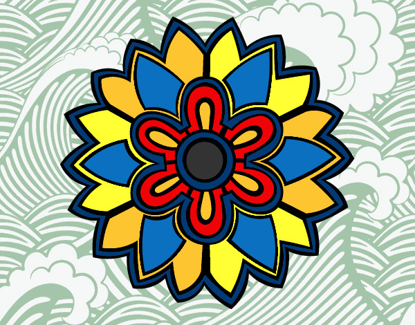 Desenho Mandala em forma flor weiss pintado por barbaramey