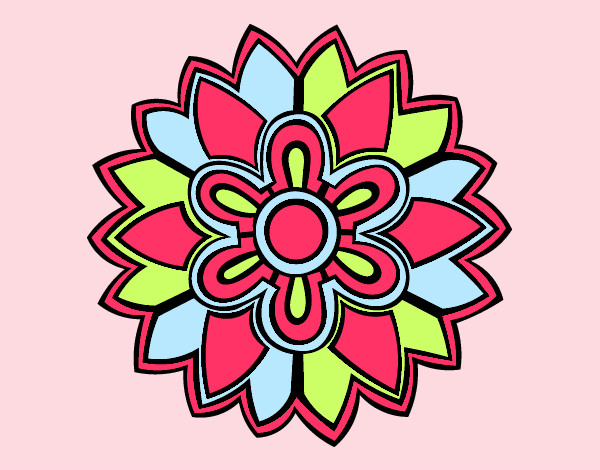 Desenho Mandala em forma flor weiss pintado por Many