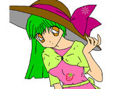 Desenho Menina com chapéu pamela pintado por Reita