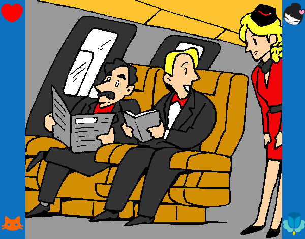 Desenho Passageiros no avião pintado por Jhon