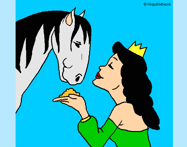 Desenho Princesa e cavalo pintado por nayarinha
