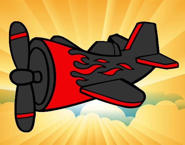 Desenho Avião em chamas pintado por godim