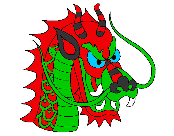 Desenho Cabeça de dragão pintado por bela
