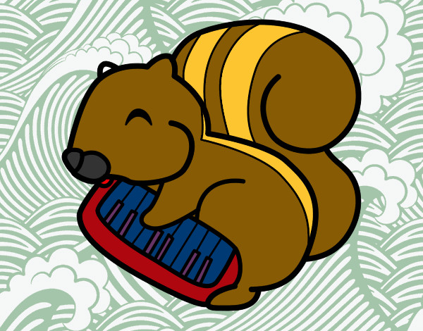 Desenho Esquilo pianista pintado por caiosz