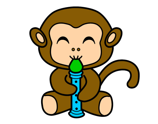 Desenho Macaco flautista pintado por Laca
