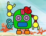 Desenho Robô com antena pintado por Nilza
