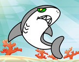 Desenho Tubarão nadando pintado por Ruben