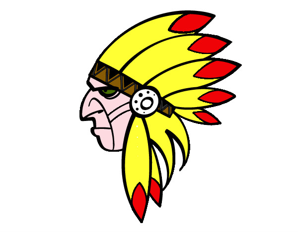 Desenho Cara de índio chefe pintado por faby