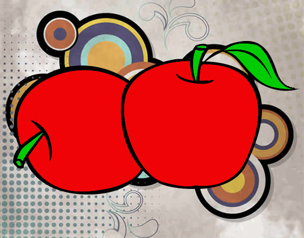 Desenho Dois maçãs pintado por fofifabi