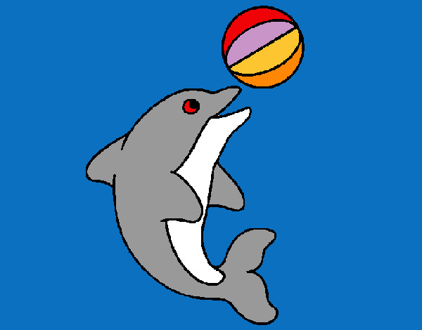 Desenho Golfinho a jogar com uma bola pintado por Ruben