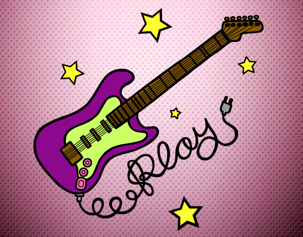 Desenho Guitarra e estrelas pintado por jhoanita