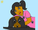 Desenho Menina a abraçar o seu cão pintado por fatima33