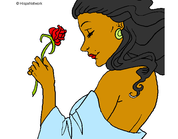 Desenho Princesa com uma rosa pintado por fatima33