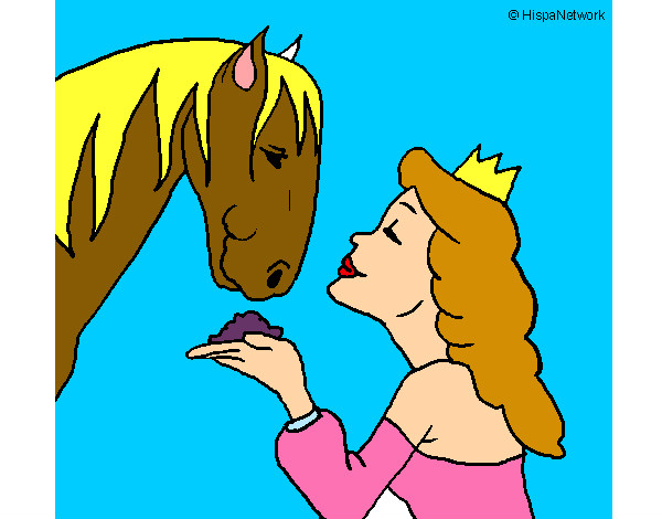 Desenho Princesa e cavalo pintado por GABYVALENT