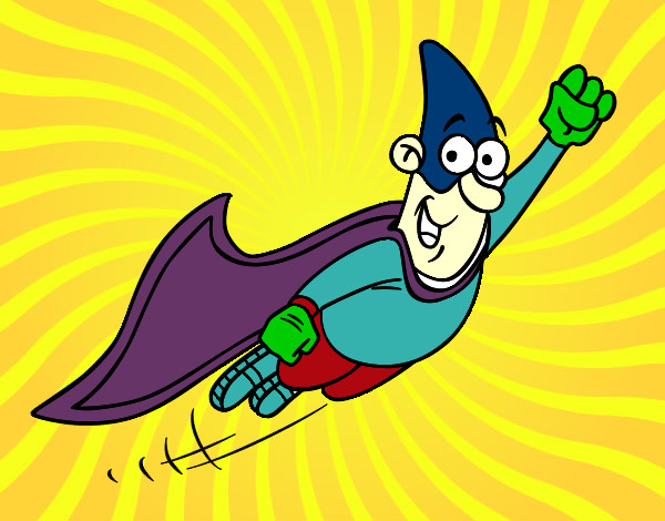Desenho Super-herói voando pintado por caiosz