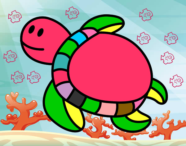 Desenho Tartaruga nadando pintado por nathanya