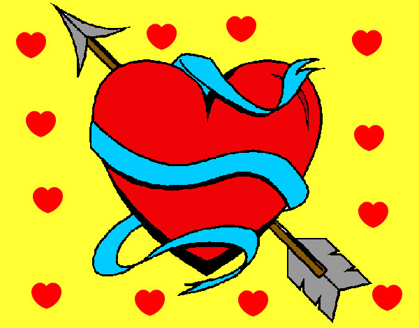 Desenho Coração com seta pintado por LUNNINHA