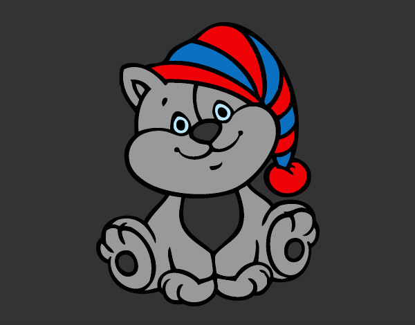 Desenho Gato com chapéu pintado por gabii