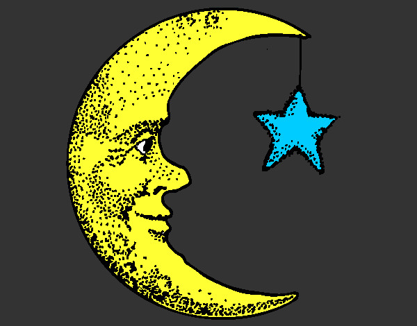 Desenho Lua e estrela pintado por LUNNINHA