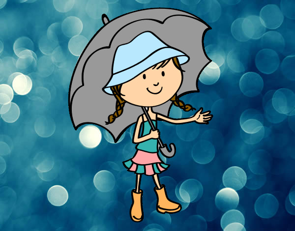 Desenho Menina com guarda-chuva pintado por biatxavier