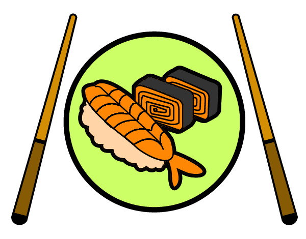 Desenho Placa de Sushi pintado por thiffany