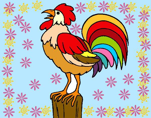 Desenho de Galo a cantar pintado e colorido por Usuário não registrado o  dia 16 de Abril do 2010