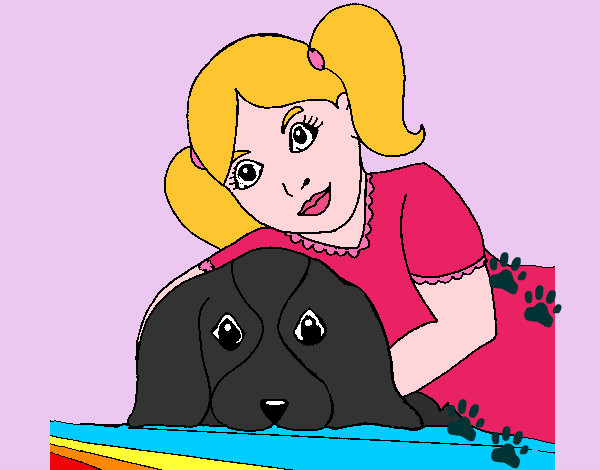 Desenho Menina a abraçar o seu cão pintado por Dannyk3