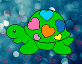 Desenho Tartaruga com corações pintado por SALES