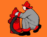 Desenho Bombeiro na boca de incêndio pintado por Dannyk3