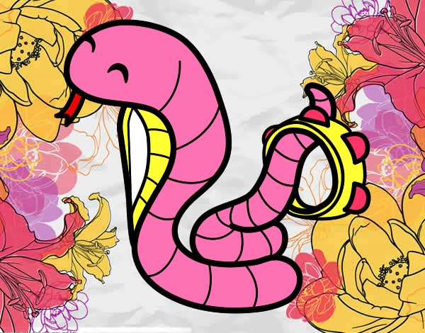 Desenho Cobra com tamborin pintado por ClaraBaruk