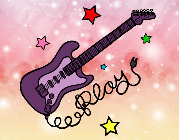 Desenho Guitarra e estrelas pintado por rainara