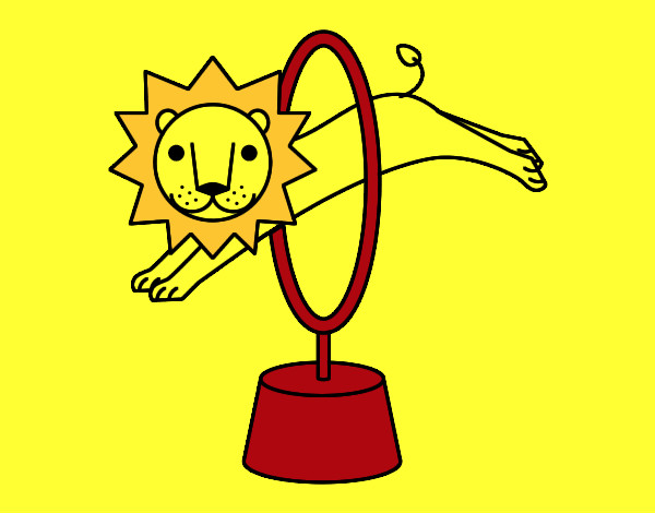 Desenho Leão saltando pintado por brujio