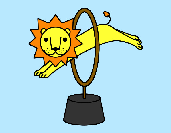Desenho Leão saltando pintado por SOFIAV