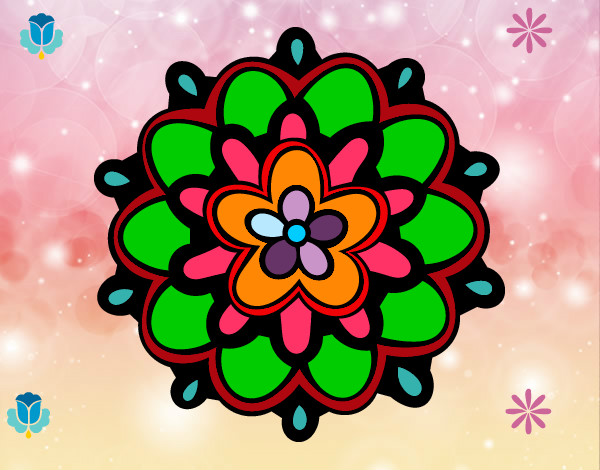Desenho Mandala com uma flor pintado por Yasmina