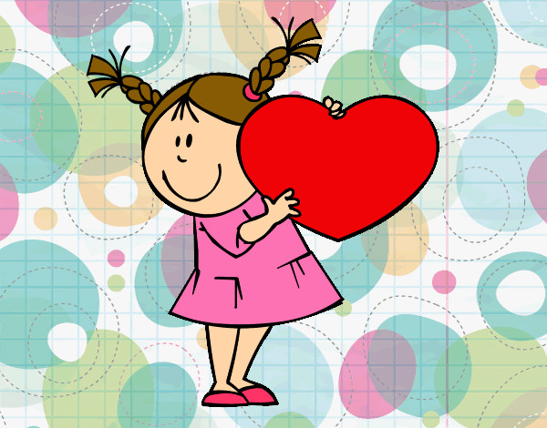 Desenho Menina com coração pintado por rainara