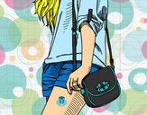 Desenho Menina com saco pintado por -Ariele-