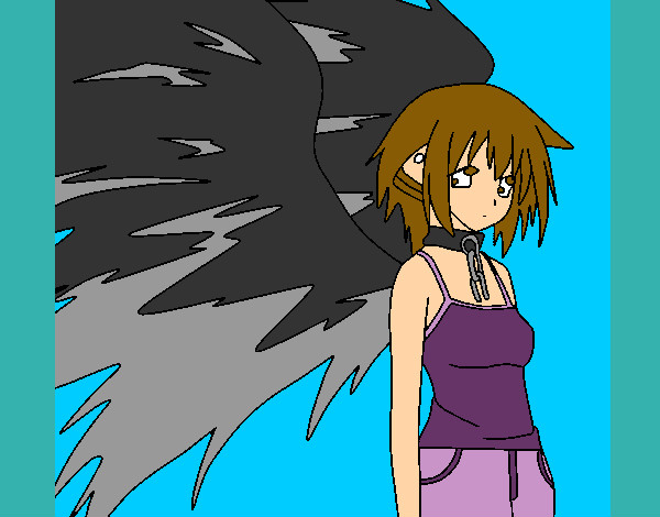 Desenho Anjo com grandes asas pintado por AmandaFofa