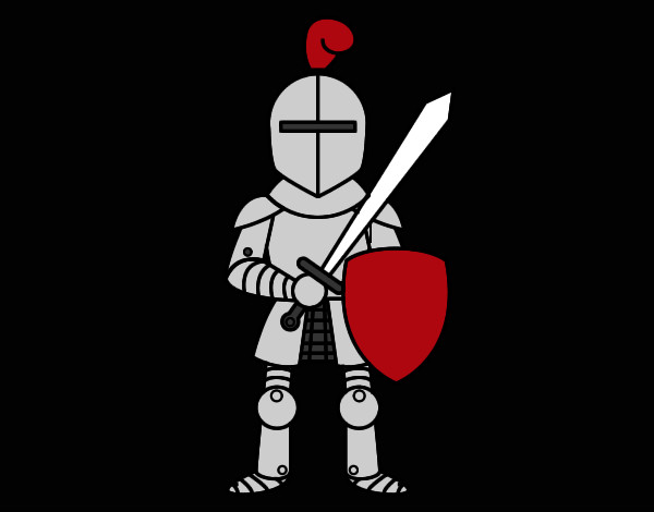 Desenho Cavaleiro com espada e escudo pintado por Felipe