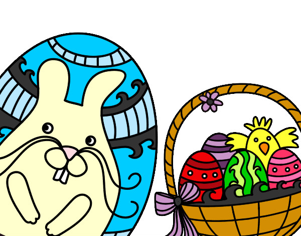 Desenho Cesta com ovos de Páscoa pintado por -Ariele-