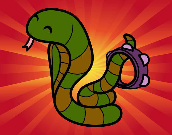 Desenho Cobra com tamborin pintado por Pancakey