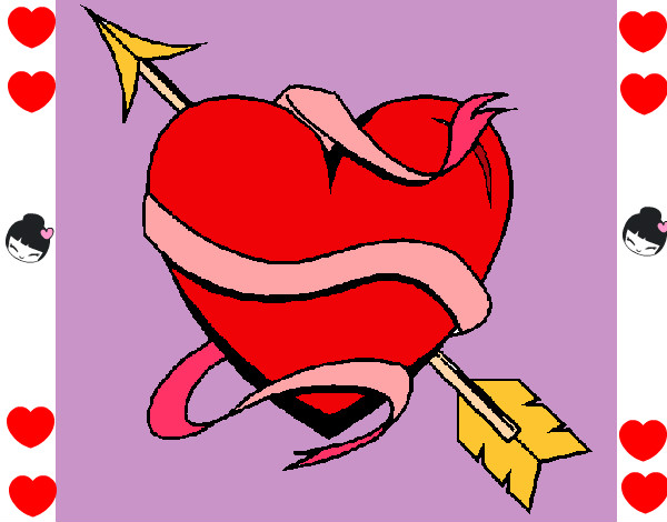 Desenho Coração com seta pintado por taatiane