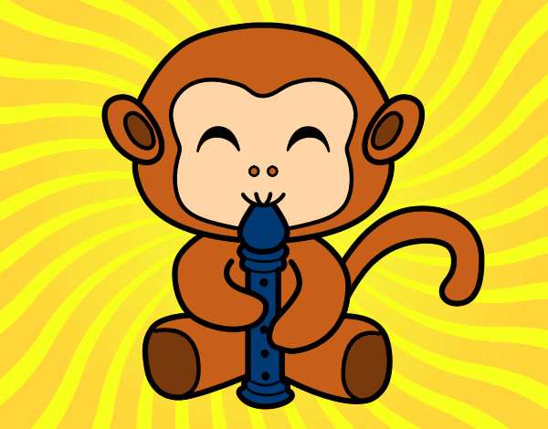 Desenho Macaco flautista pintado por Pancakey