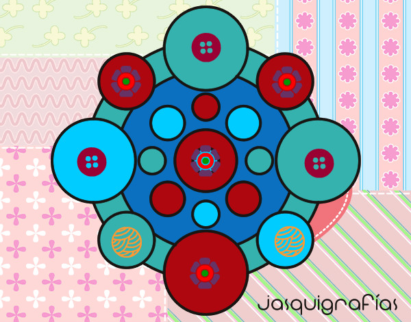 Desenho Mandala com rodadas pintado por Shakti
